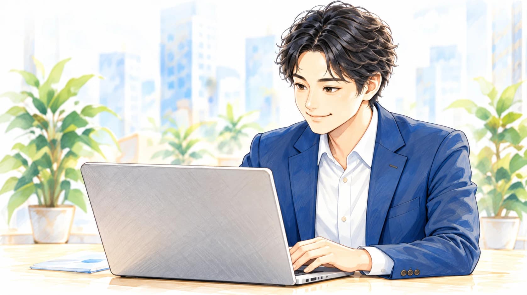 改善した仕組みを仕事で活用する男性のお客様。